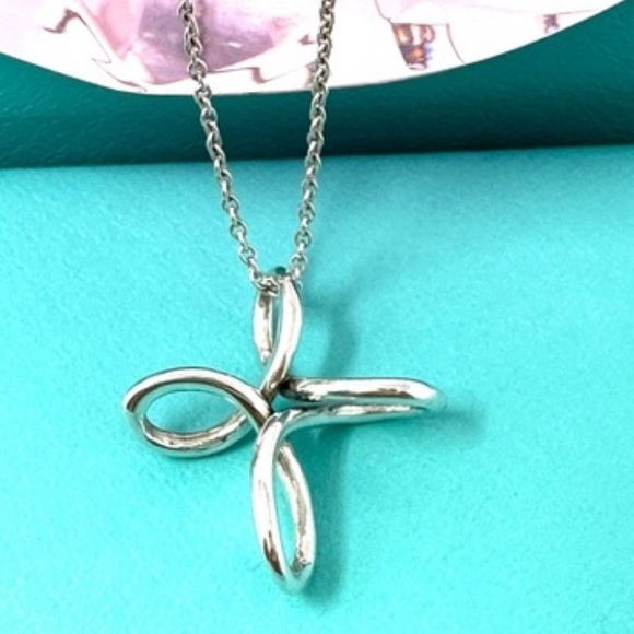 Tiffany & Co. Jewelry - - AuthenticTiffany & CO. Elsa Peretti Infinity Cross Pendant Necklace.